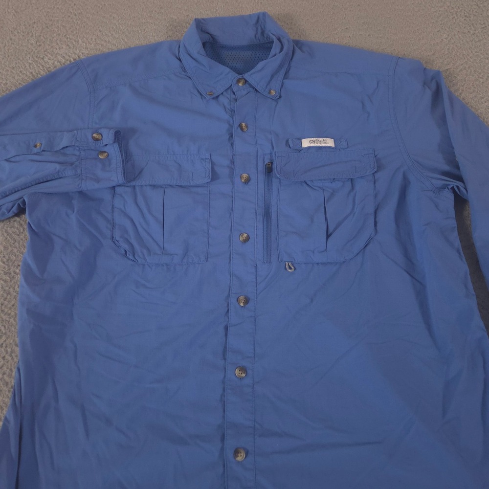 Guide Series Shirt Mens XL Blue Long-Sleeve Vented Fishing Roll Tab Utility